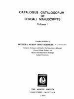 Catalogus Catalogorum of Bengali Manuscripts